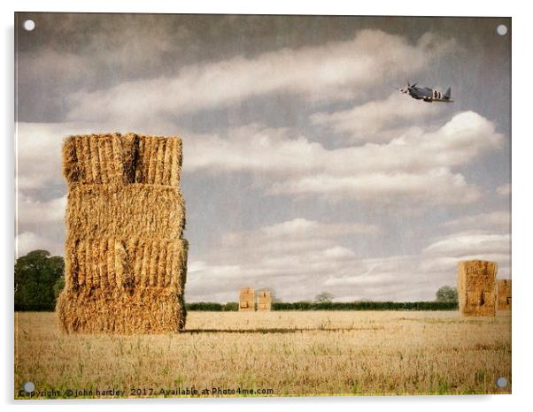  Spitfire at low level over a Cornfield with Hayst Acrylic by john hartley