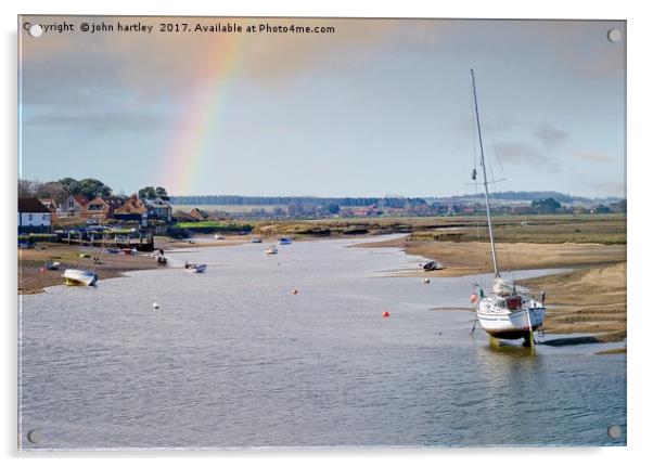 Rainbow over Burnham Overy Staithe North Norfolk Acrylic by john hartley