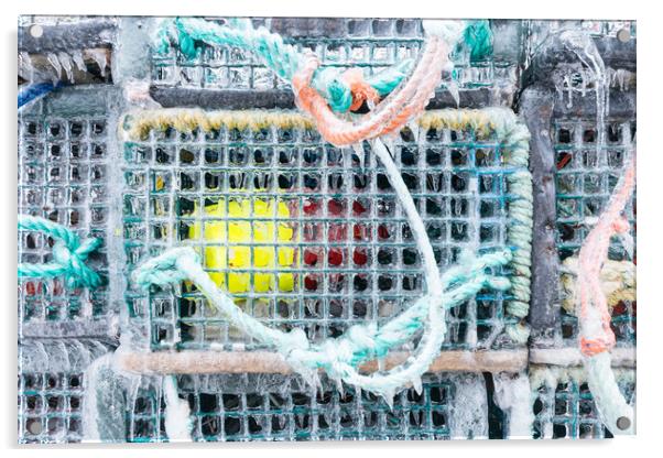 Frozen Lobster traps Acrylic by Roxane Bay