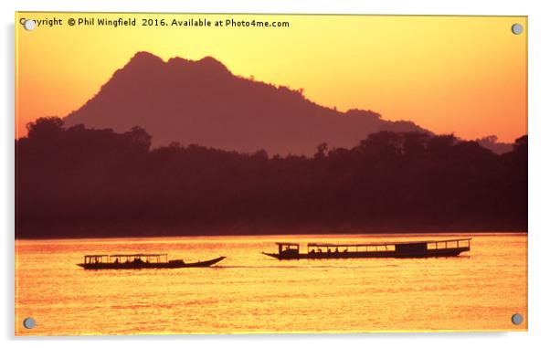 Mekong River Sunset Acrylic by Phil Wingfield