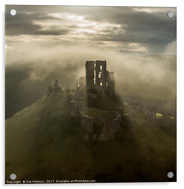 Corfe Castle Acrylic by Sue Holness