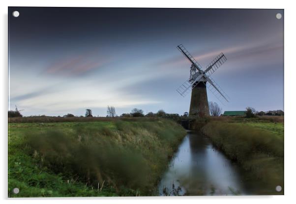 St Bennet's Level Drainage Mill Acrylic by Mark Hawkes