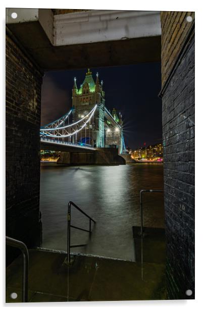 Tower Bridge London at Night Acrylic by Mark Hawkes