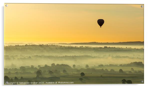 Hot Air Balloon Landscape at Sunrise Acrylic by Sebastien Greber