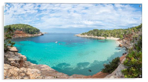 The turquoise waters of Cala Salada, Ibiza Acrylic by Sebastien Greber