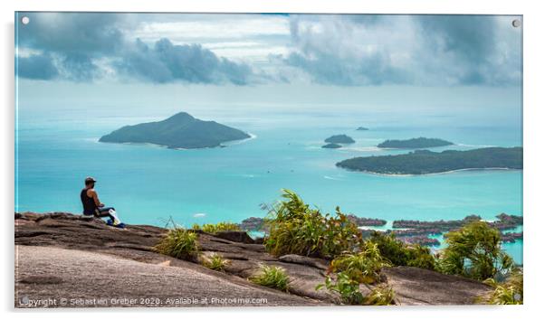 Local admiring the Copolia Trail Summit view Acrylic by Sebastien Greber