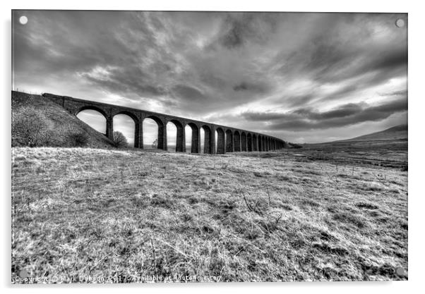 Ribblehead Viaduct In Mono Acrylic by Mark Dobson