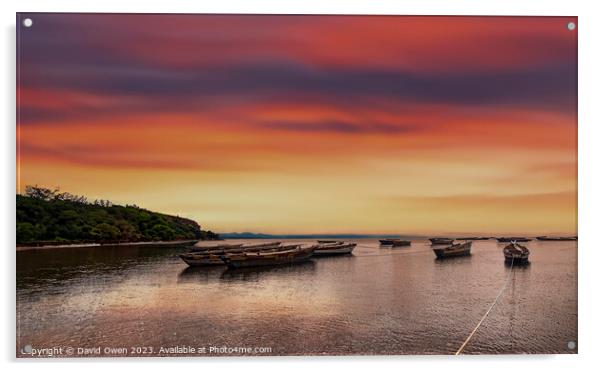Serene Sunset on Lake Victoria Acrylic by David Owen