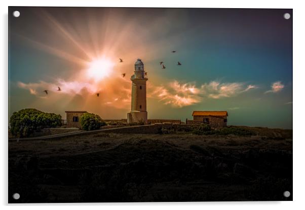 Enigmatic Lighthouse at Paphos Acrylic by David Owen