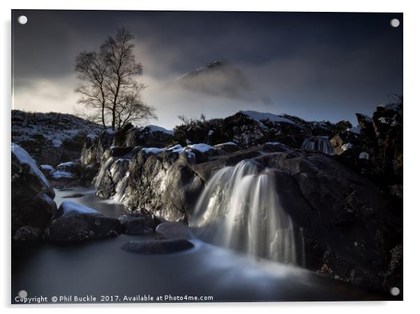 Buachaille  Waterfall Glencoe Acrylic by Phil Buckle