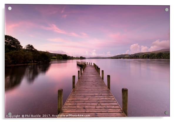 Monk Coniston Jetty Sunrise Acrylic by Phil Buckle