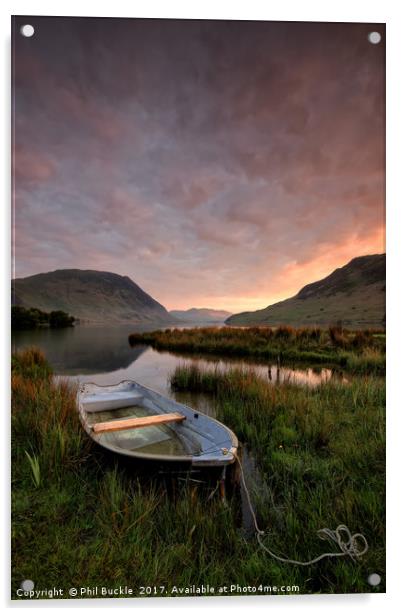 Crummock Water Sunrise Acrylic by Phil Buckle