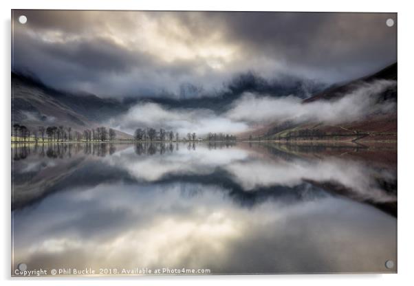 Buttermere Rising Fog Acrylic by Phil Buckle