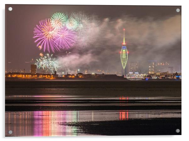City fireworks Acrylic by Alf Damp