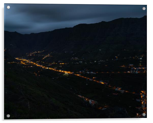 Hermigua valley by night Acrylic by David O'Brien