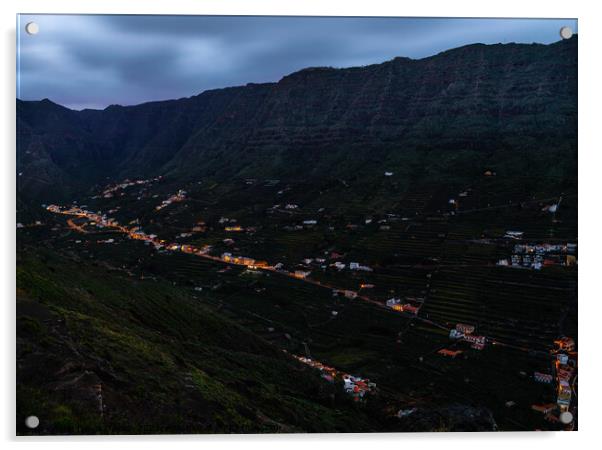 Hermigua Valley by night Acrylic by David O'Brien