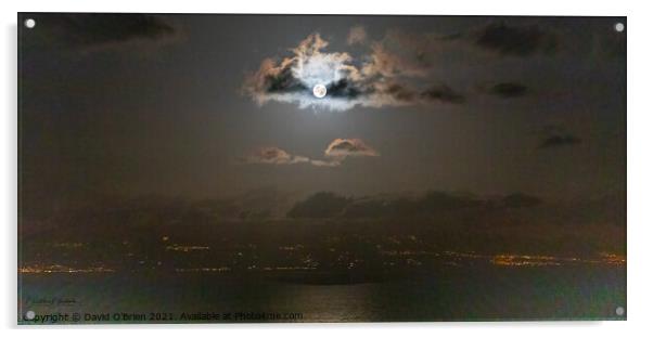 Moon rising over Tenerife Acrylic by David O'Brien