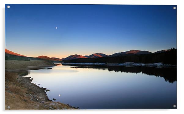 Winter Moon Over Loch Laggan Acrylic by Malcolm Smith