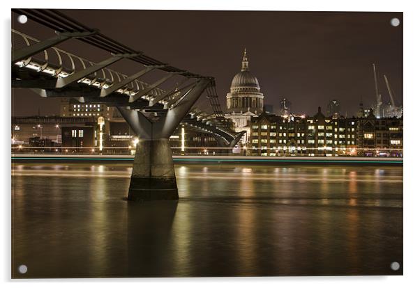 Millenium Bridge & St pauls Cathedral Acrylic by Malcolm Smith
