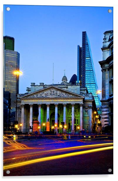  The Bank of England & The Cheese Grater Acrylic by Malcolm Smith