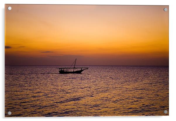 African Fishing boat Acrylic by Malcolm Smith