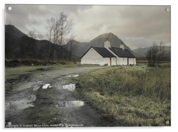 Blackrock Cottage, Glencoe Acrylic by Graham Binns