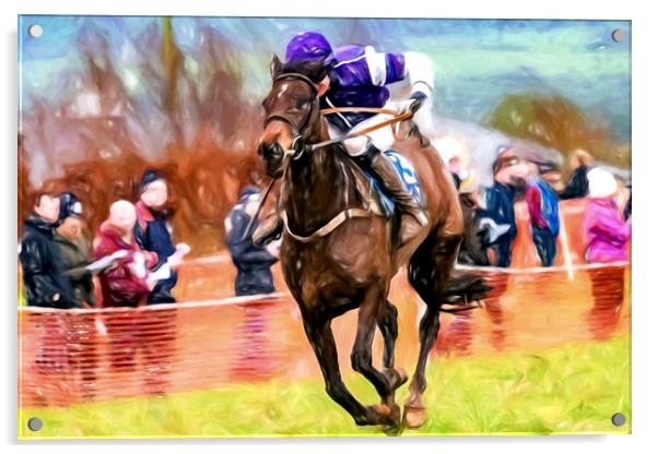 Point to Point Racing Acrylic by Paddy Geoghegan