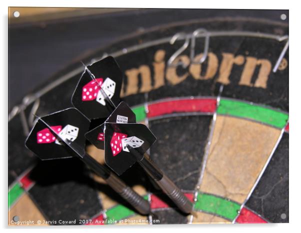 Darts on a dart board Acrylic by Jarvis Coward