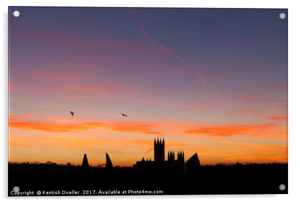 Abstract Dawn Over Canterbury Cathedral Acrylic by Kentish Dweller