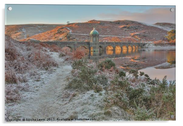 Fire and Frost, Craig Goch Dam, Elan Valley Acrylic by Sorcha Lewis