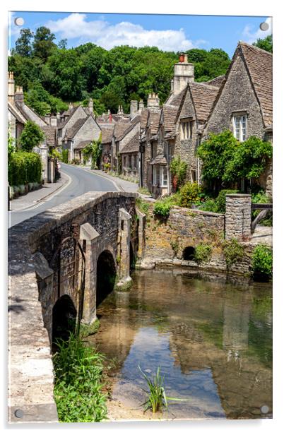 Castle Coombe, Cotswolds. Acrylic by John Hall