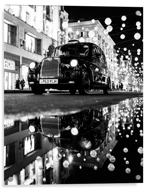 Taxi on Oxford Street Acrylic by Jon Raffoul