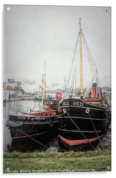   Puffer and Tug at Crinan Canal                   Acrylic by David Mccandlish