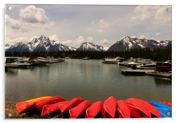 Canoe Meeting At Jackson Lake Acrylic by Christiane Schulze