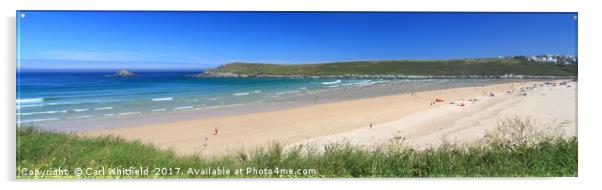 Crantock Bay in Cornwall, Panoramic Acrylic by Carl Whitfield