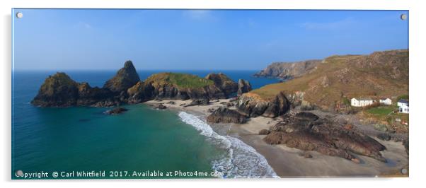 Kynance Cove in Cornwall, Panoramic. Acrylic by Carl Whitfield