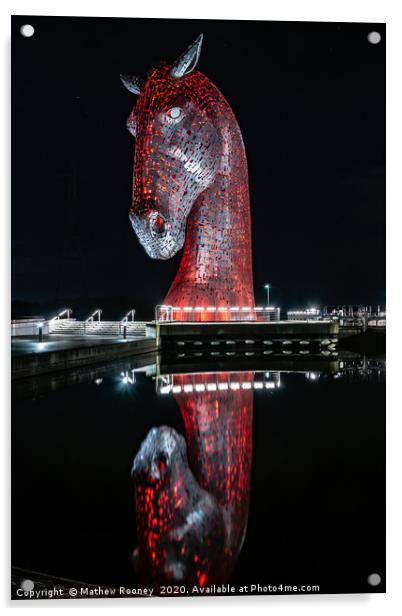 Majestic Red Kelpie Statue at Night Acrylic by Mathew Rooney