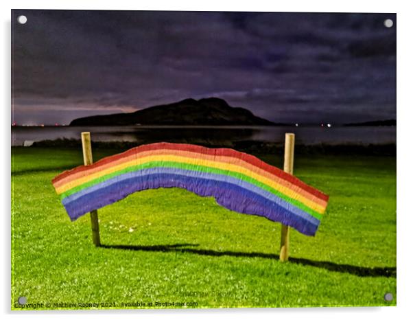Rainbow Arch Over Holy Island Acrylic by Mathew Rooney