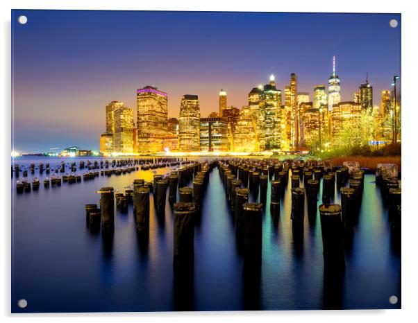 The Lower Manhattan City Skyline New York Acrylic by Andrew George