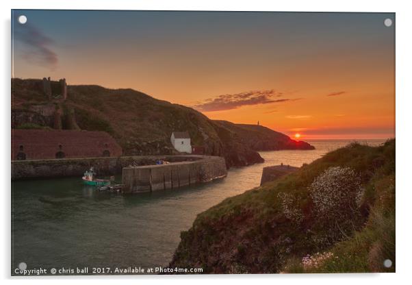 Sunset at Porthgain Harbour Acrylic by chris ball