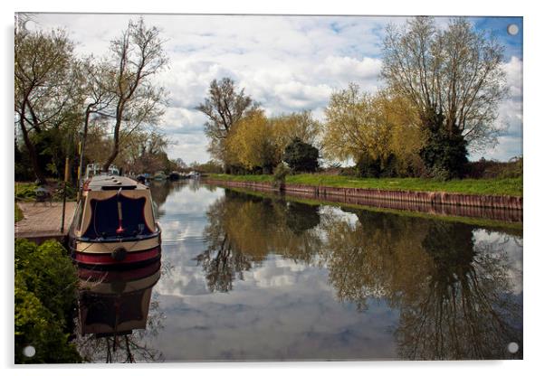 Narrow boats on the River Cam  Acrylic by Stephanie Veronique