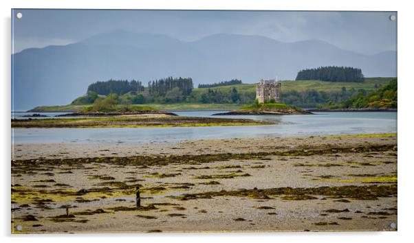 Castle Stalker on Loch Laich Acrylic by John Frid