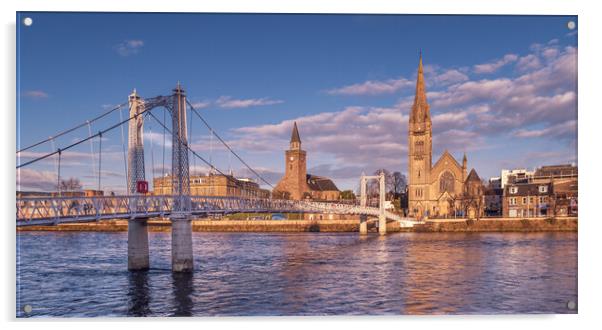 River Ness and Churches Acrylic by John Frid