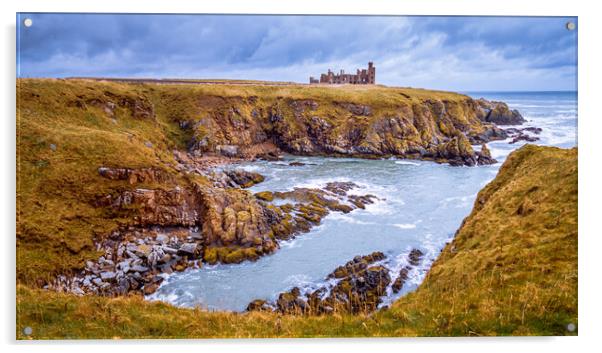 Slains Castle Panorama - Cruden Bay Acrylic by John Frid