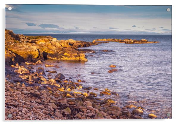 Rocks Panorama at Hopeman Beach Acrylic by John Frid