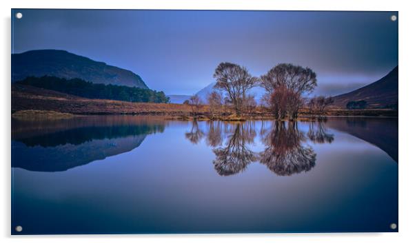 Reflections on Loch Droma Acrylic by John Frid