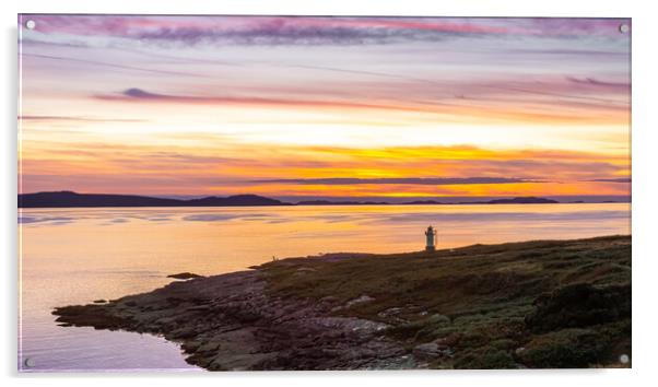 Golden Sunset at Rhue Lighthouse and the Summer Is Acrylic by John Frid