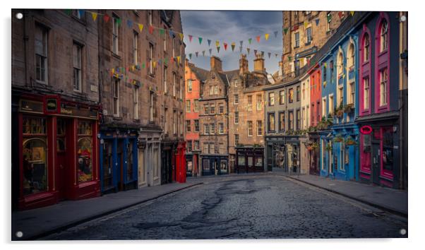 Edinburgh's West Bow and Victoria Street Acrylic by John Frid