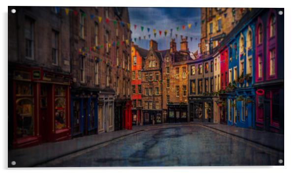 West Bow and Victoria Street Edinburgh Acrylic by John Frid