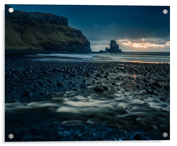 Talisker Bay Sunset on the Isle of Skye Acrylic by John Frid